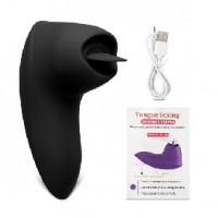 Vibrator with Tongue 12 Speeds Silicone Rechargeable BLACK